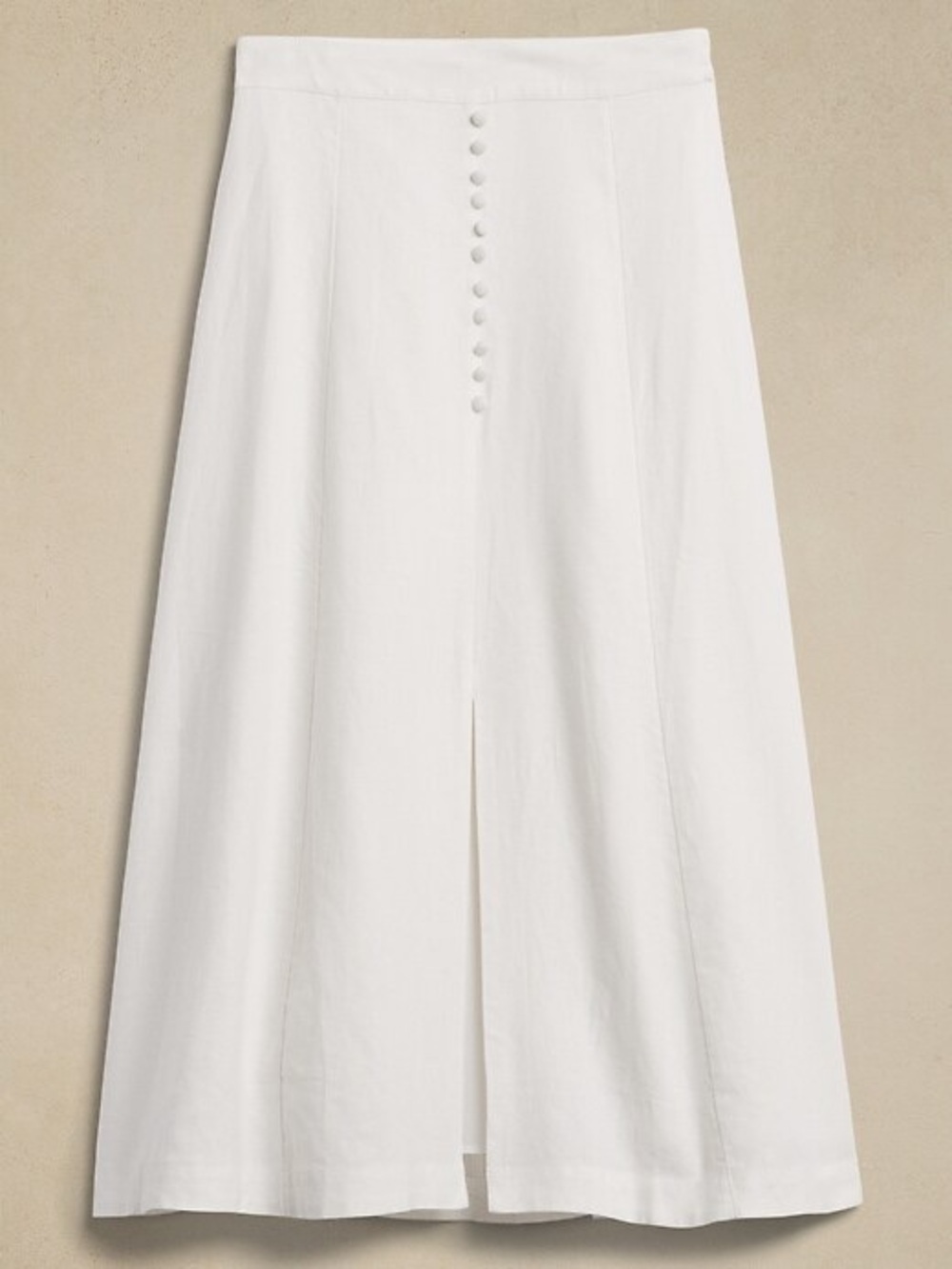 Banana Republic White Midi  Skirt with Front Covered Buttons size 8 Medium New